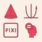 Set Calculation, Geometric figure Cone, Graph, schedule, chart, diagram and Function mathematical symbol icon. Vector