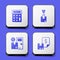 Set Calculator, Crane with cardboard box, Home delivery services and Waybill icon. White square button. Vector