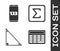 Set Calculator, Mobile calculator interface, Triangle math and Sigma symbol icon. Vector