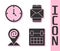 Set Calendar, Clock, Location and mail and e-mail and Mobile and envelope icon. Vector