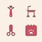 Set Calendar grooming, Hair brush for dog and cat, Pet table and Scissors hairdresser icon. Vector