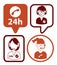 Set of call center operator icons. vector