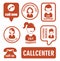 Set of call center operator icons. vector