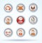 Set of call center operator icons. vector.