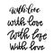 Set of calligraphic inscriptions. With love lettering. Vector isolated handwritten phrases