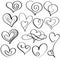 Set of calligraphy heart art for design. Vector illustration EPS10