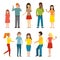 Set of calling mobile business adult people talking phone character vector illustration.