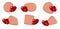 Set of calming coral blank speech with red hearts