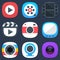 Set of camera, photo and video mobile icons in