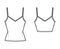 Set of Camisoles V-neck cotton-jersey top technical fashion illustration with thin straps slim fit, tunic or crop length