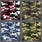 Set of camouflage seamless patterns background. Classic clothing style masking camo repeat print. Green,brown,black