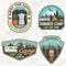 Set of Camping and caravanning club badges. Concept for shirt or logo, print, stamp, patch or tee. Vintage typography