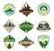 Set of camping and outdoor activity labels