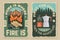 Set of camping retro posters. Vector illustration. Concept for badge, patch, shirt, logo, print, stamp or tee. Design
