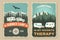 Set of camping retro posters. Vector illustration. Concept for shirt or logo, print, stamp or tee. Vintage typography