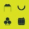 Set Camping tent, Wooden barrel, barrels and Sausage icon. Vector