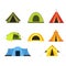 Set of camping tents icon - campsite and tourism