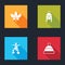 Set Canadian maple leaf, Winter hat, Inukshuk and Beanie icon. Vector