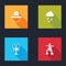 Set Canadian ranger hat, Cloud with snow, Lobster and Inukshuk icon. Vector