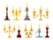 Set of candle holders and candelabra lights