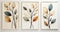 A set of canvases with an abstract foliage. Plant art design