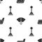 Set Car mirror, Speedometer and Gear shifter on seamless pattern. Vector