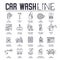 Set of car wash and repair services thin line icons, logos.