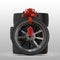 Set of car wheels at discount. 3D illustration