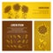 Set of card Graphic sunflower and sunflower seeds