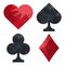 A set of card suits: spades, clubs, hearts, diamonds