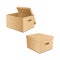 Set of cardboard boxes with holes for hands. For storage or other purpose. Vector illustration