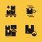 Set Cardboard boxes on pallet, Carton cardboard, Warehouse with and icon with long shadow. Vector