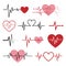 Set of Cardiogram Icons isolated on White