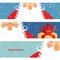 Set of cards Santa Claus. Jolly good Christmas grandfather with