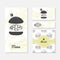 Set of cards with sketched burger. Fast food branding. Menu, business card, banner, wrapping paper