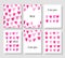 Set of Cards for Valentine`s Day with Cute Childlike Watercolor Pink Hearts. Hand Drawn Paint Object for Graphic Design use.