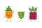 Set carrot cucumber beet shaped patch pocket. Character pocket carrot cucumber beet. Cartoon style. Isolated