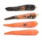 Set of carrots in different stages of decay