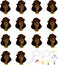 Set of cartoon afroamerican female faces with