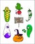 Set of Cartoon alive Vegetables in halloween costumes. Trick or treat