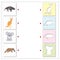 Set of cartoon anteater, kangaroo, koala and platypus. Educational game for kids.