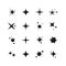 Set of cartoon black sparkles. Collection of star sparkles symbol.