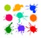 Set of Cartoon Blots and Splatters, Multicolored Blob Icons Isolated on White Background. Bright Paint Brush