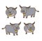 Set Cartoon Buffalo character vector.