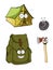 Set of cartoon camping and hiking icons