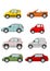 Set of cartoon cars