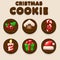 Set Cartoon Christmas Chocolate biskvit cookies, food icons