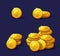 Set of cartoon coin for web and apps. Stack Euro