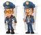 Set of cartoon cops in blue uniform