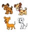 Set of cartoon dogs Cartoon puppies illustration vector